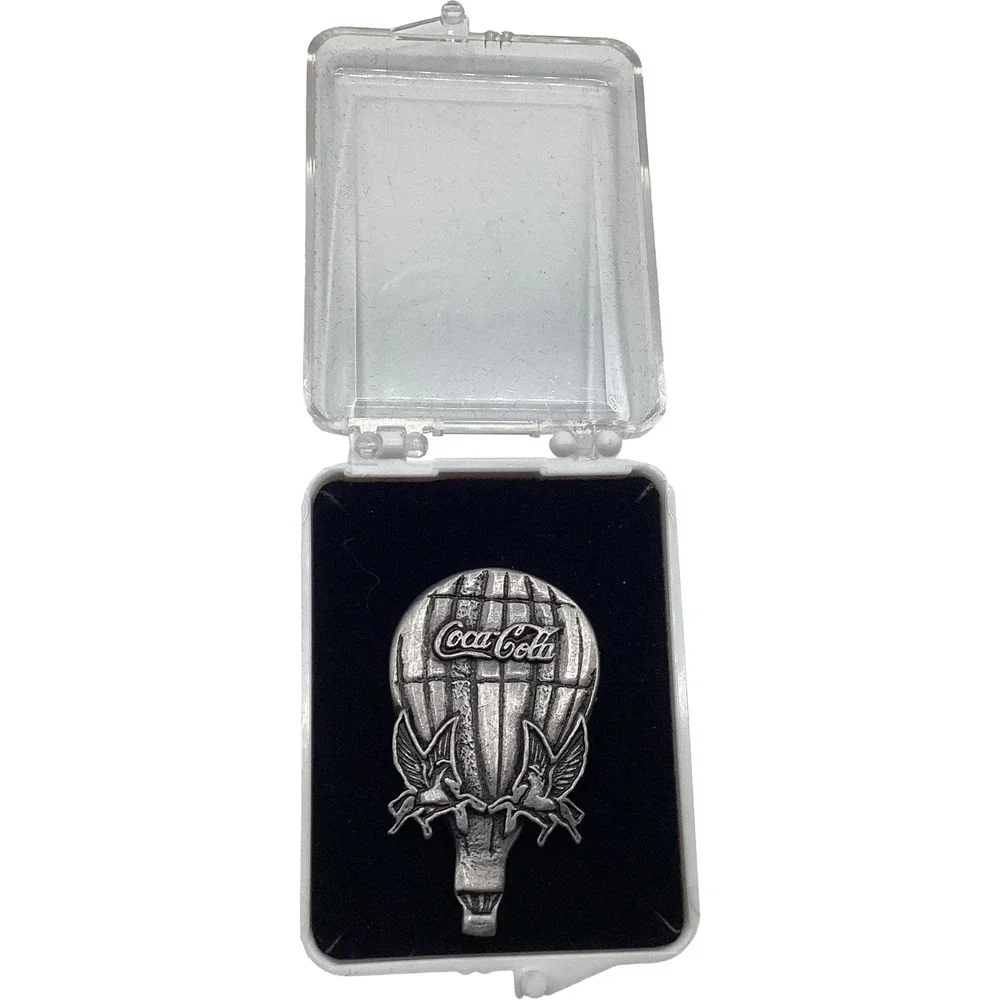 Coca-Cola Vintage Pewter Kentucky Derby Festival Great Balloon Race Pin in Case
